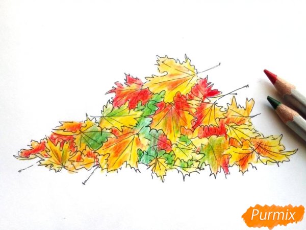 Рисование куча листвы