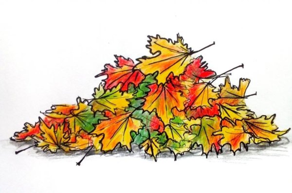 Куча листьев рисунок