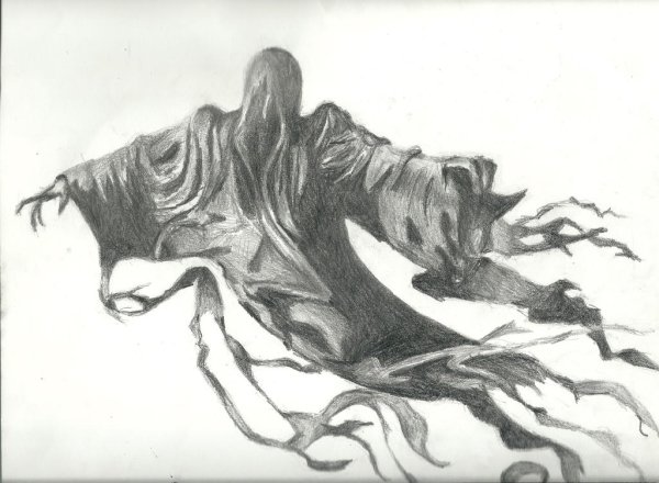 Дементор из Гарри Поттера черно белый