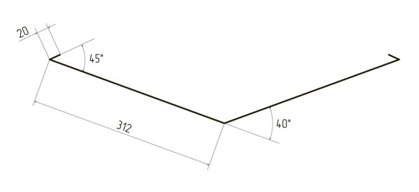 Ендова нижняя 300х300 чертеж