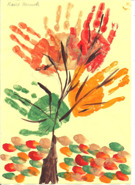 Рисование ладошками осеннее дерево