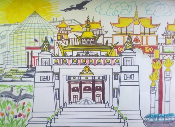 Хурул в Элисте рисунок