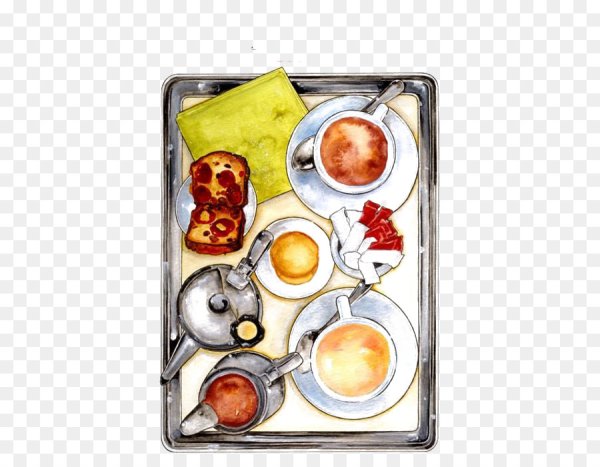 Завтрак нарисовать акварелью