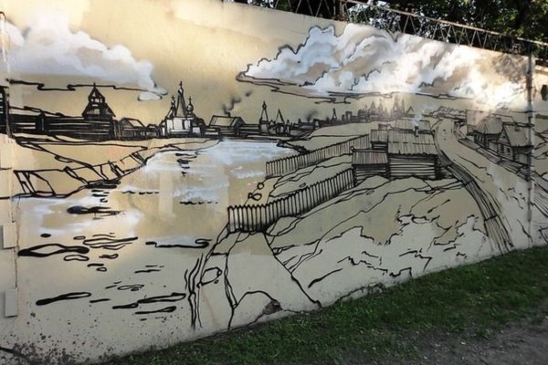 Роспись бетонного забора