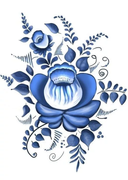 Элементы гжельской росписи Агашка