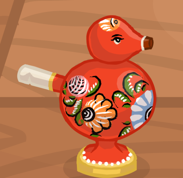 Городецкая свистулька птичка