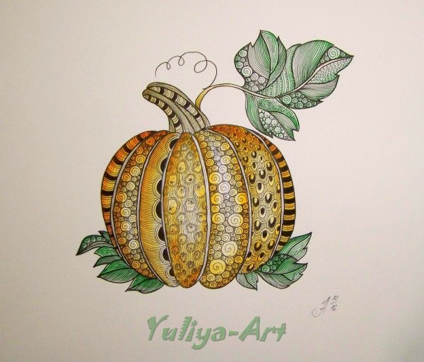 Дудлинг и Зентангл тыква