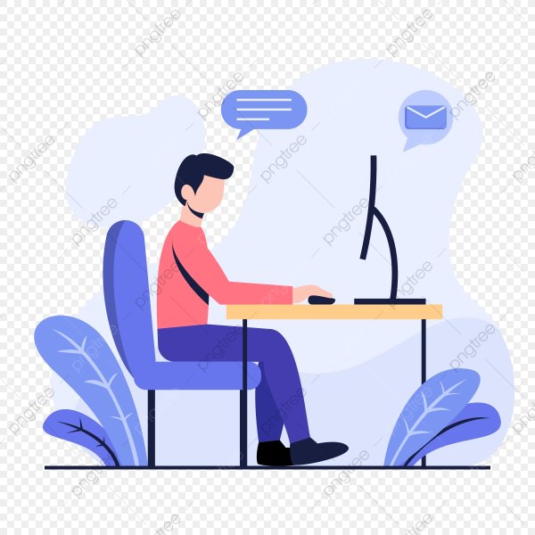 Человек за компьютером вектор