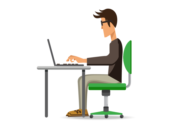 Человек сидит за ПК