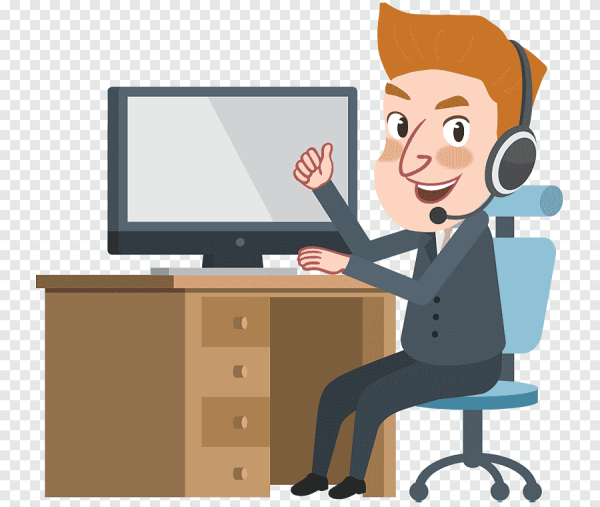 Человек за компьютером мультяшный