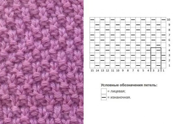 Жемчужная вязка спицами схема