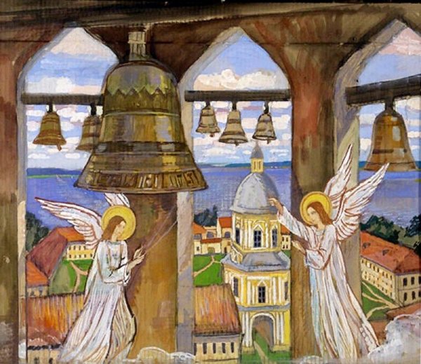Владимир Петров-Кириллов "ангелы на колоконе".( Современный художник).
