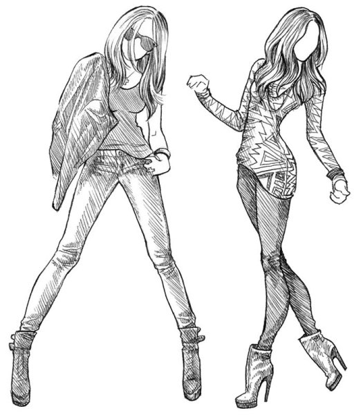 Набросок девушки в полный рост