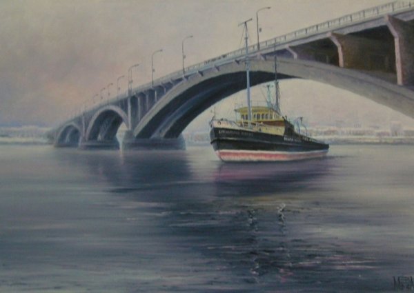 Река Енисей Красноярск рисунок