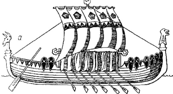 Драккар сбоку вектор