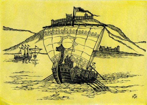 Корабль викингов рисунок