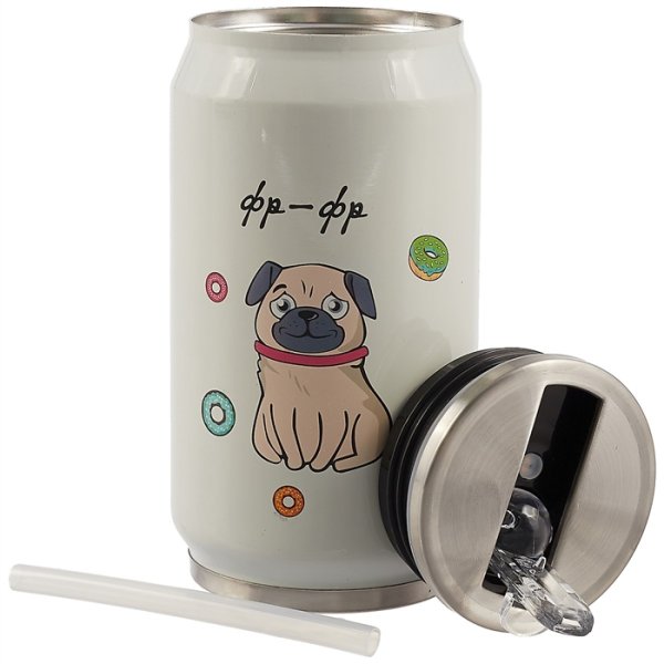 Термос в форме банки «Мопс фр-фр»