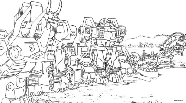 Диноботы-трансформеры раскраска