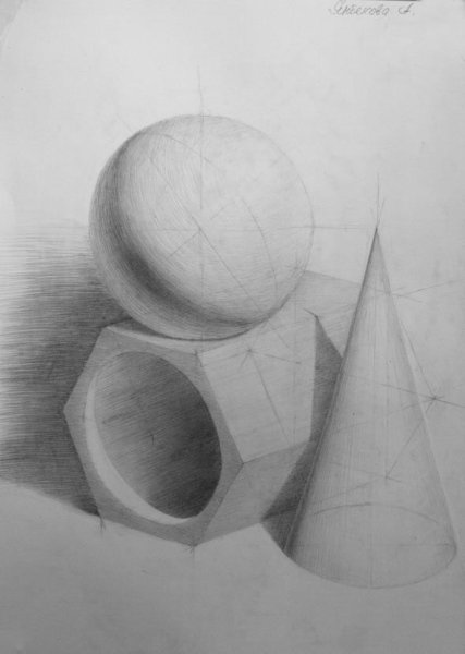 Гипсовые фигуры шар конус Призма