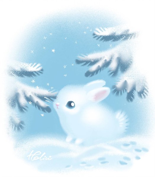 Зайчик под елочкой