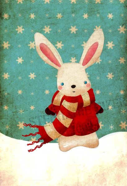 Новогодний кролик живопись