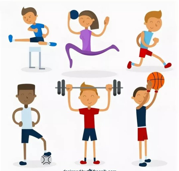 Человечек занимается спортом