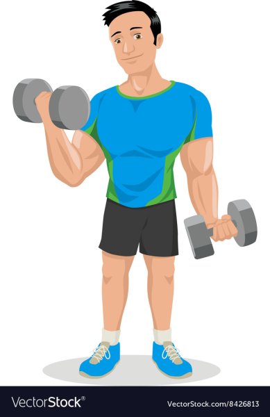 Человек с гантелями