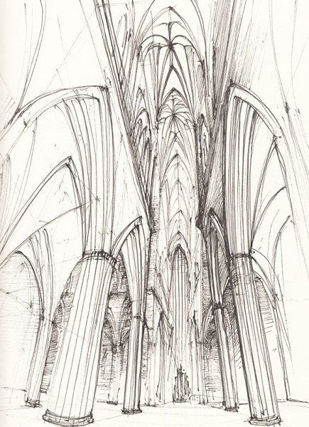 Готический собор скетч