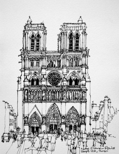 Собор Парижской Богоматери рисунок
