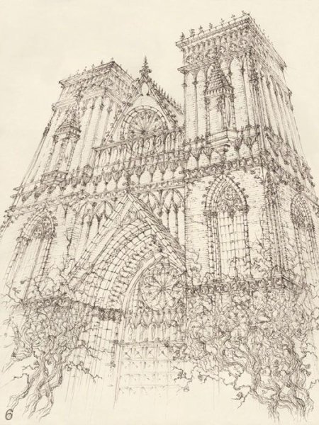 Готический собор скетч