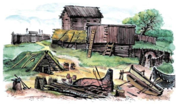 Славянская деревня в древней Руси