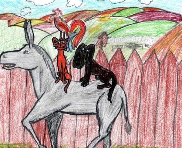 Рисунки к сказке Бременские музыканты братья Гримм 2 класс