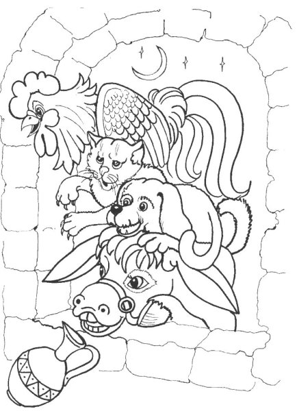 Братья Гримм Бременские музыканты раскраска