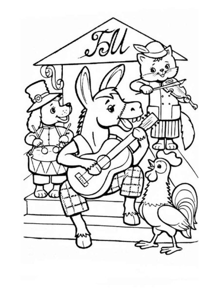 Братья Гримм Бременские музыканты раскраска