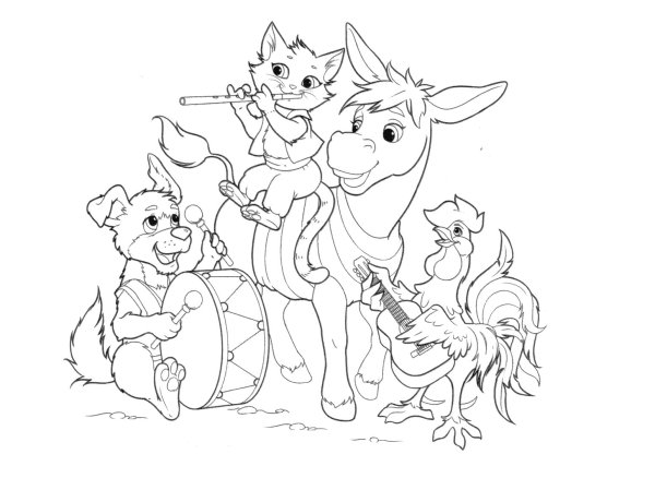 Братья Гримм Бременские музыканты раскраска