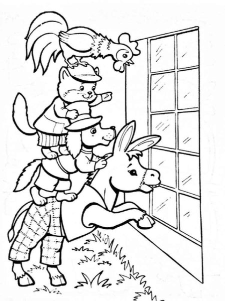 Братья Гримм Бременские музыканты раскраска