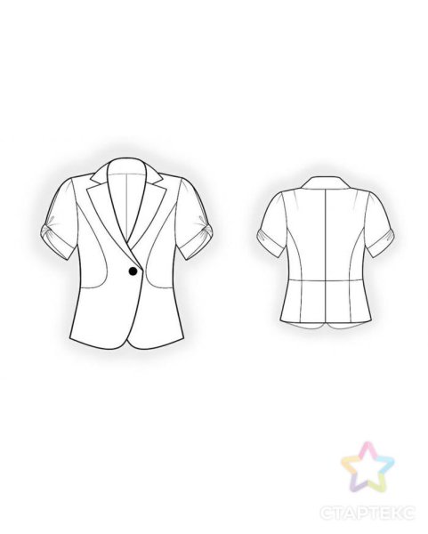 Эскиз короткого пиджака с коротким рукавом