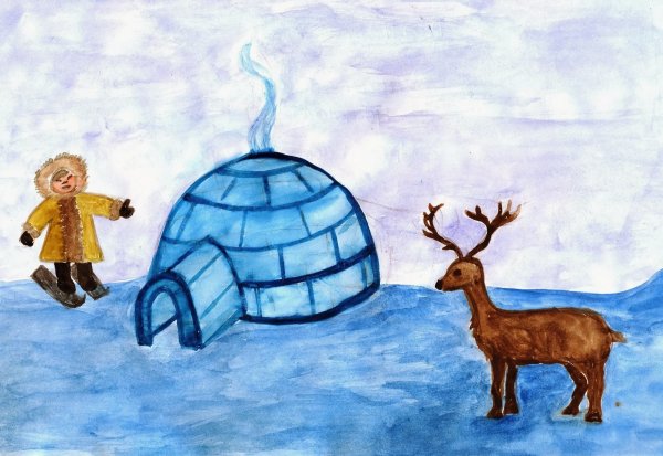 Северная олениха тундра художник