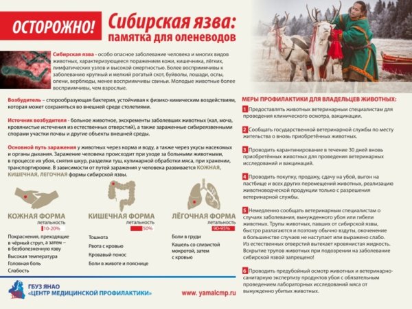 Памятка Сибирская язва животных