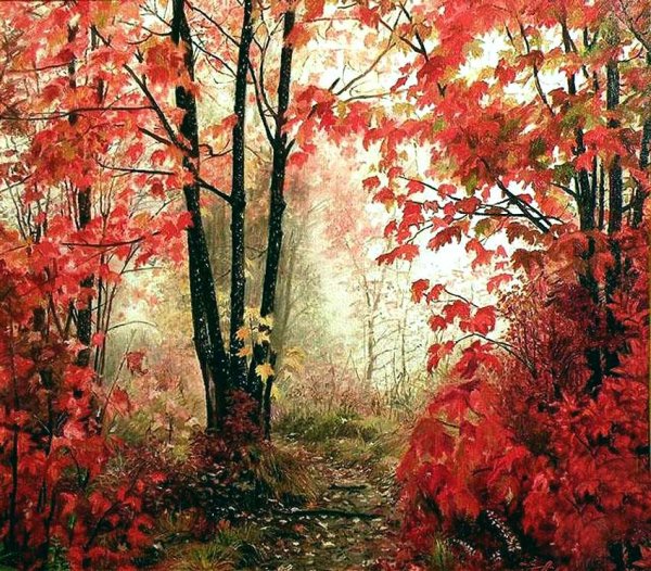 Красные клёны в живописи