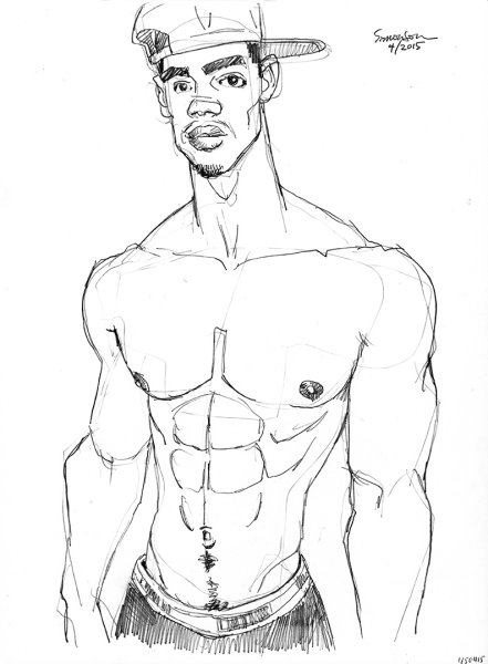 Нарисованный мускулистый мужчина