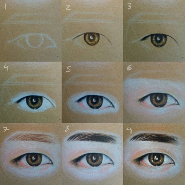 Азиатский глаз карандашом