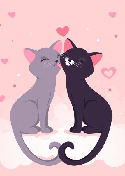 Котики любовь мультяшные