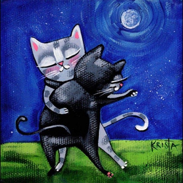 Рисунок влюбленных котиков