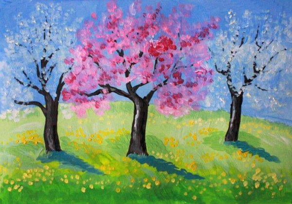 Цветут сады рисование в старшей группе