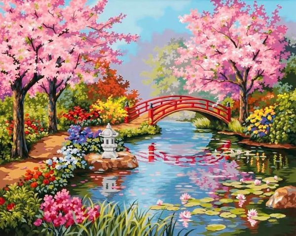 Японский сад вышивка крестом Дименшенс