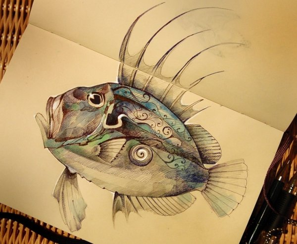 Необычные рыбки рисунки
