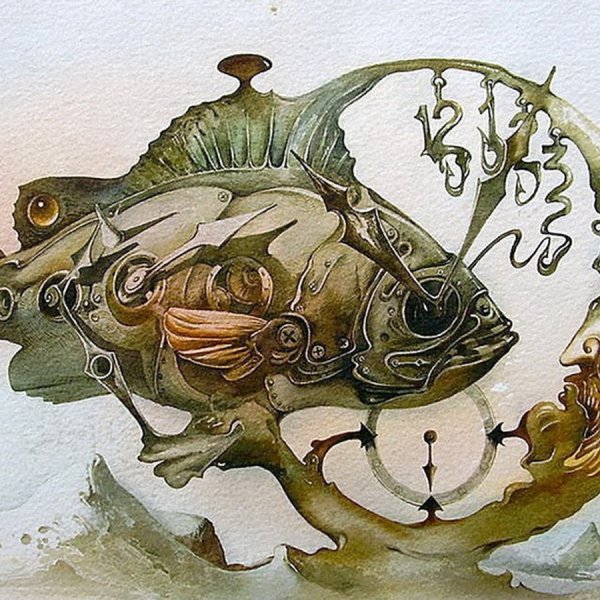 Причудливые рыбы живопись