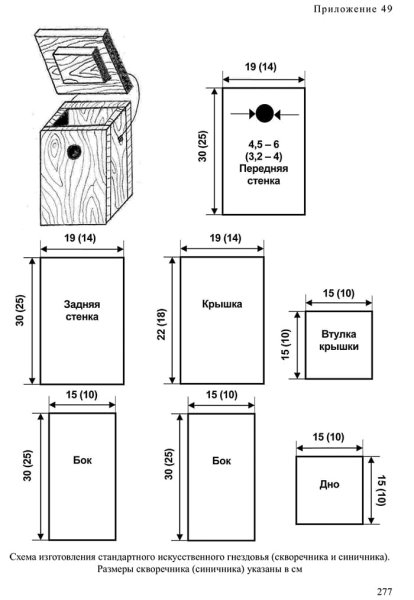 Размер синичника чертеж Размеры
