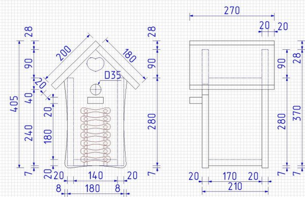 Чертеж деревянного скворечника
